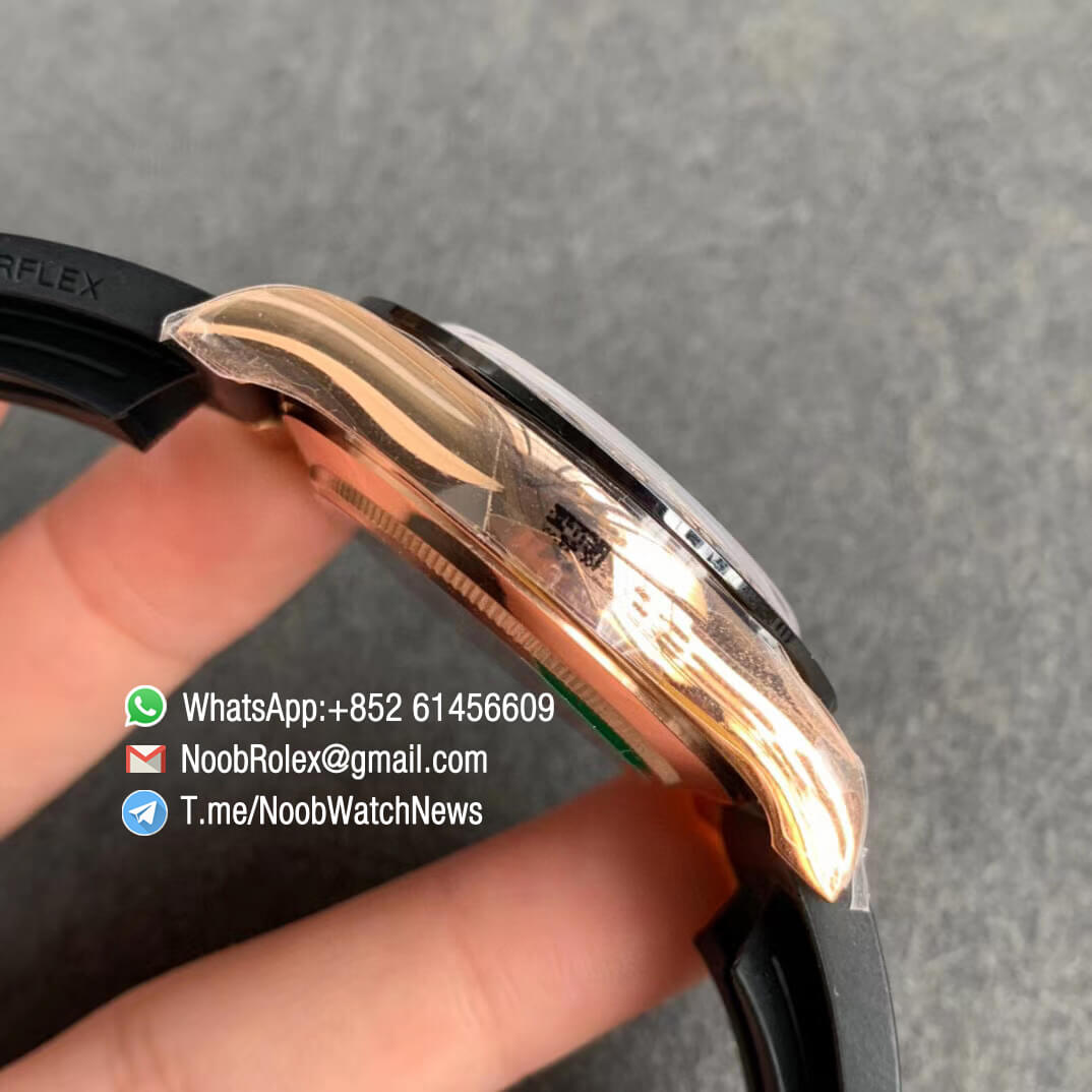 Noob Watches Rolex Daytona 116515 Rose Gold Case Chocolate Dial on Black Rubber Strap SA4130 V3 Free Extra Strap 05