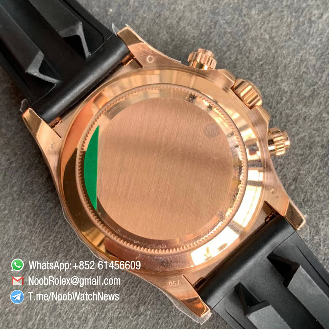 Noob Watches Rolex Daytona 116515 Rose Gold Case Chocolate Dial on Black Rubber Strap SA4130 V3 Free Extra Strap 08