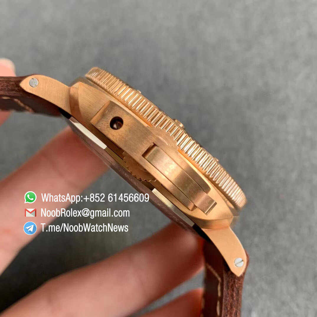 PAM00968 PAM968 Bronzo Case Brown Ceramic Bezel and Dial on Brown Calfskin Strap P9010 Clone VSF Top Copies Luxury Watch 04