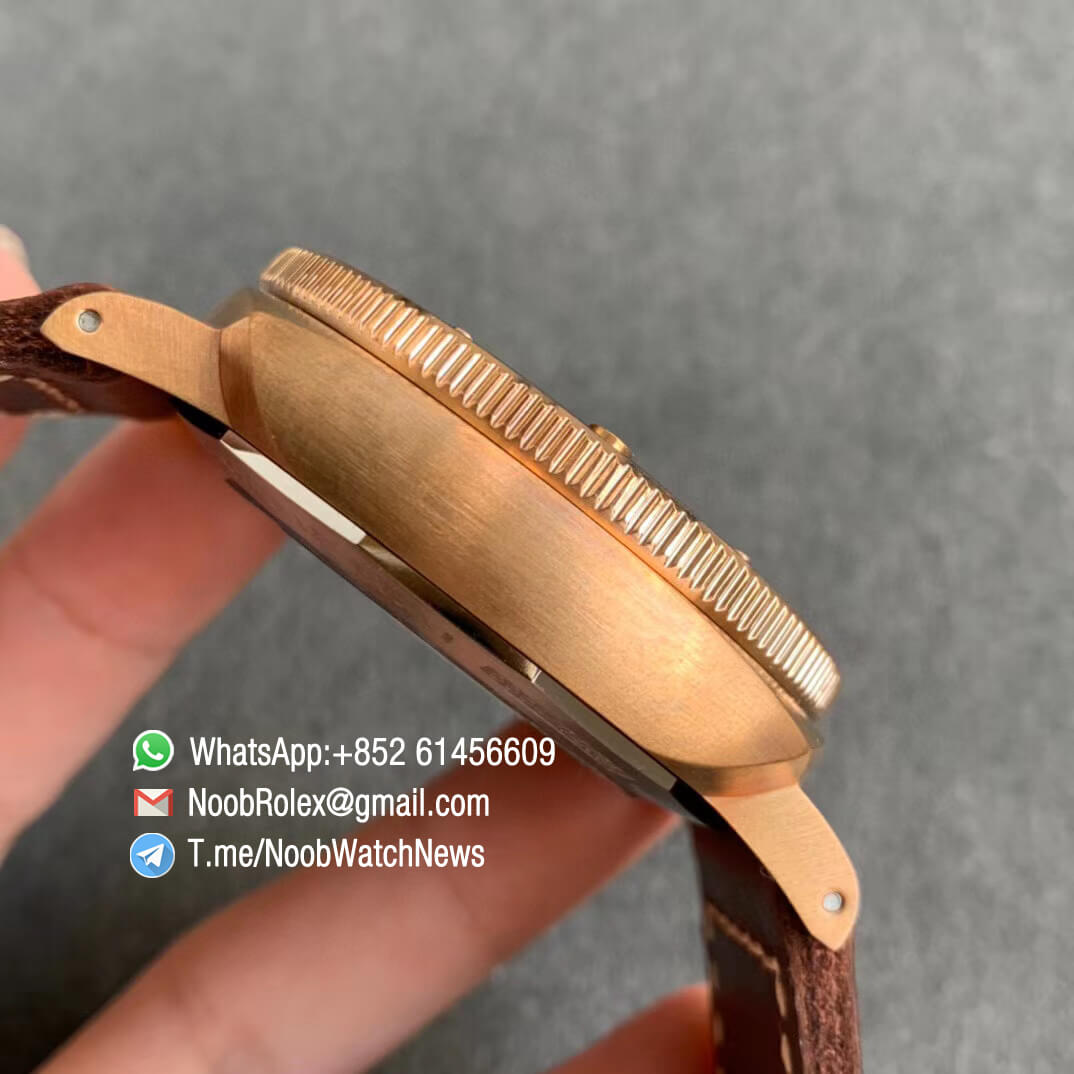 PAM00968 PAM968 Bronzo Case Brown Ceramic Bezel and Dial on Brown Calfskin Strap P9010 Clone VSF Top Copies Luxury Watch 05