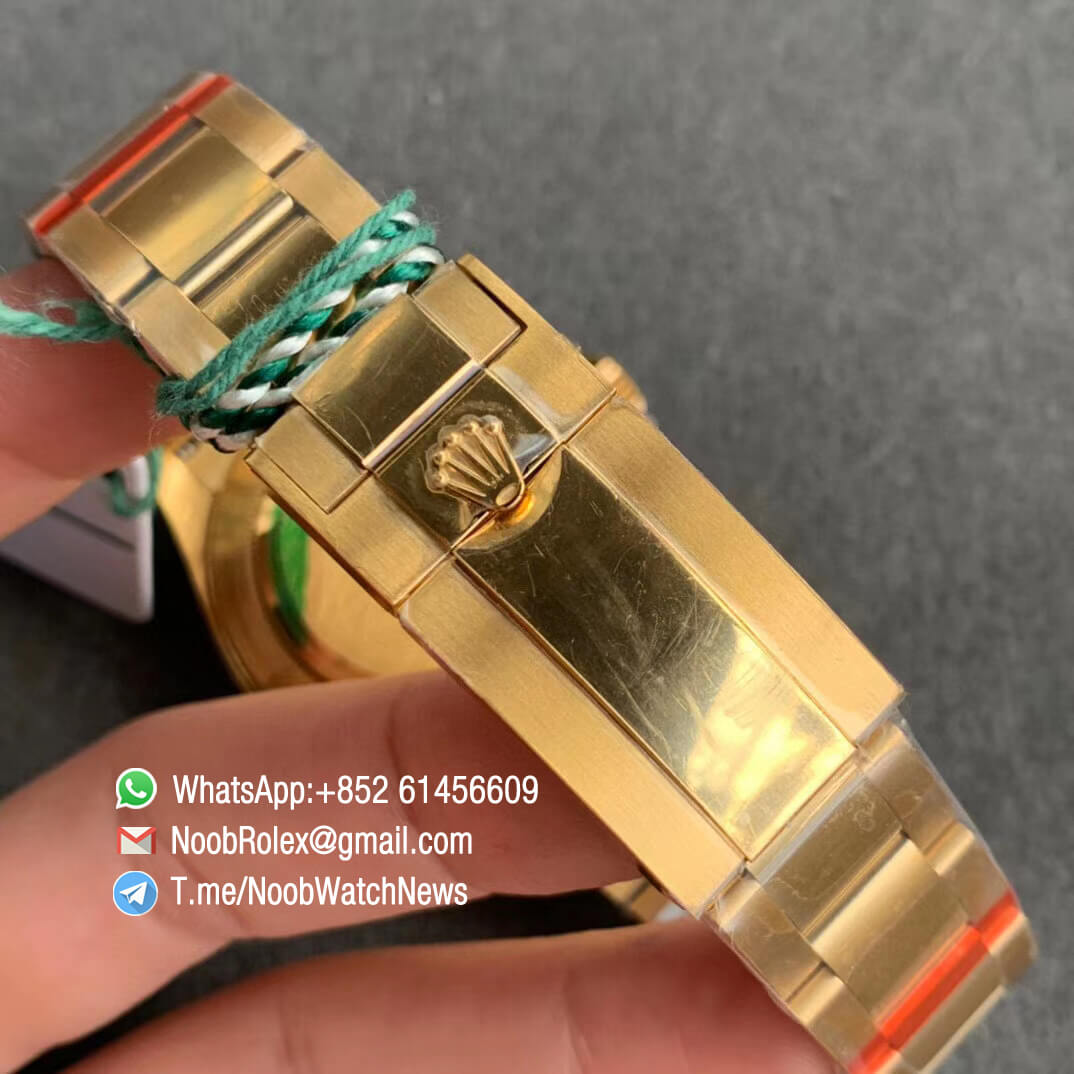 Replica Rolexes Daytona 116589RBOW Yellow Gold Rainbow Crystal Bezel Black Dial on Yellow Gold Bracelet A4130 BLF 06