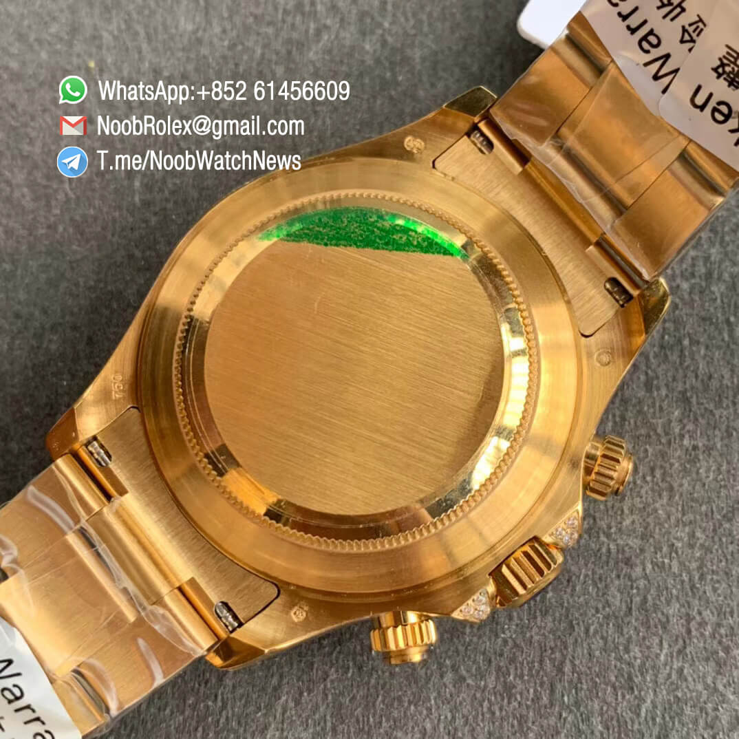 Replica Rolexes Daytona 116589RBOW Yellow Gold Rainbow Crystal Bezel Black Dial on Yellow Gold Bracelet A4130 BLF 08