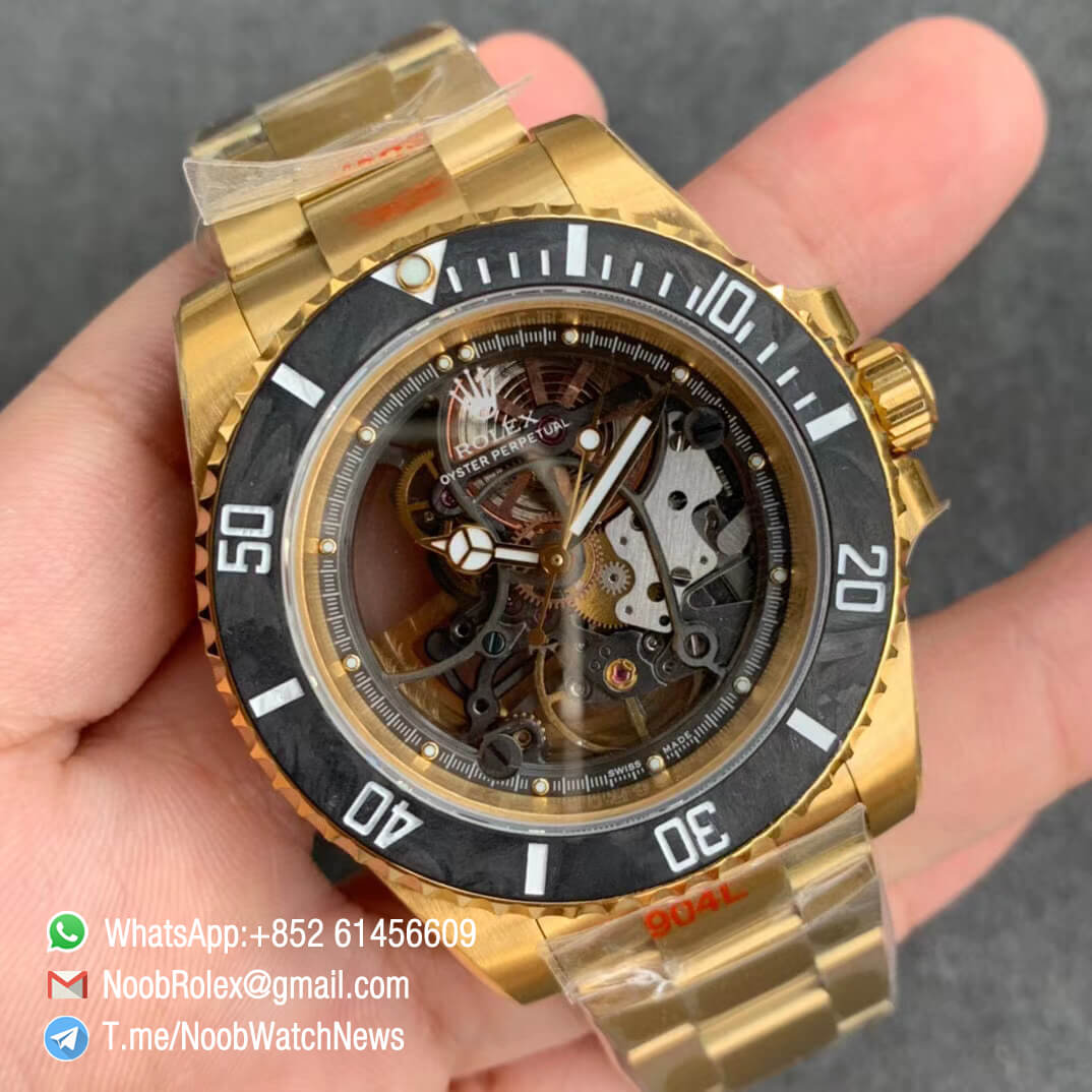 Rolex Andrea Pirlo Project Skeleton Dial Submariner 904L Steel Rose Gold Case Rolex Gold Bracelet with SA3130 VRF Top Quality RepWatches 02