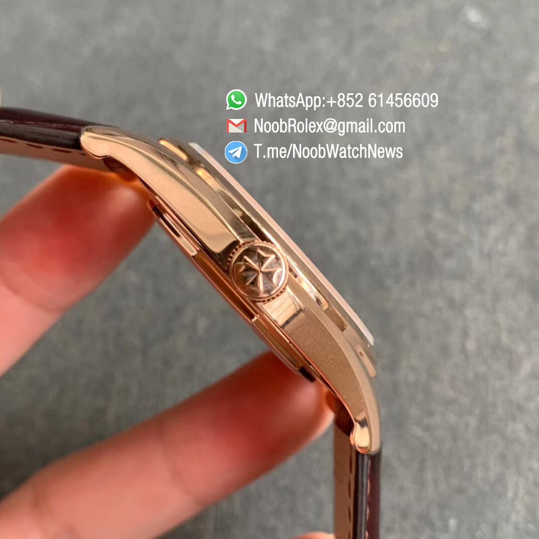 Vacheron Constantin Fiftysix Rose Gold Case 40mm Silver Dial on Brown Leather Strap A1326 ZF Super Clone Swiss Watch 04