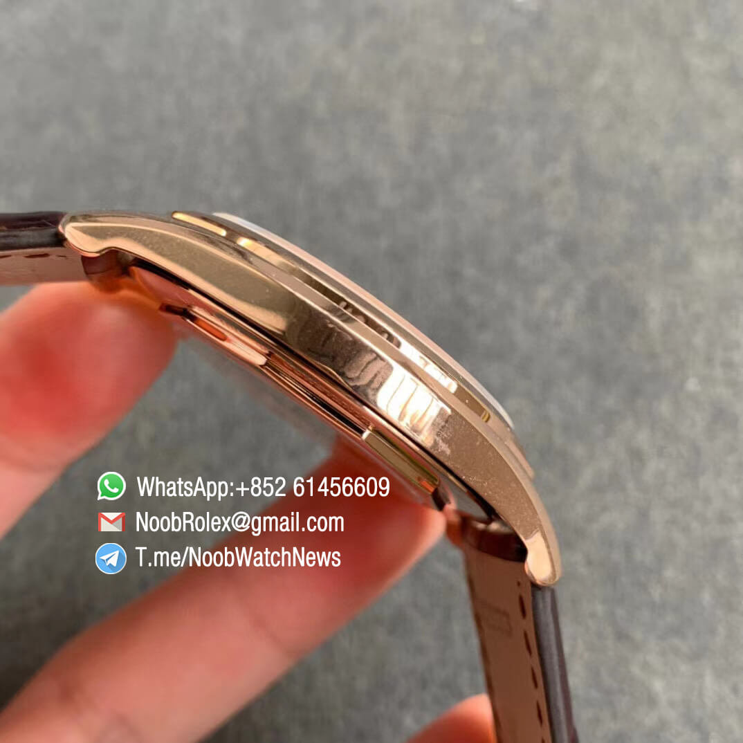 Vacheron Constantin Fiftysix Rose Gold Case 40mm Silver Dial on Brown Leather Strap A1326 ZF Super Clone Swiss Watch 05