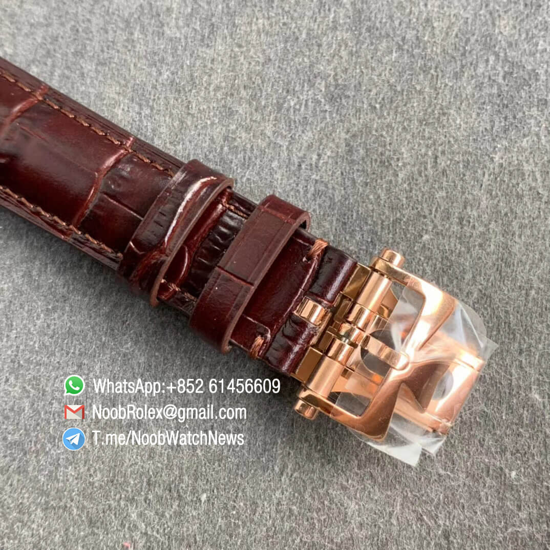 Vacheron Constantin Fiftysix Rose Gold Case 40mm Silver Dial on Brown Leather Strap A1326 ZF Super Clone Swiss Watch 06