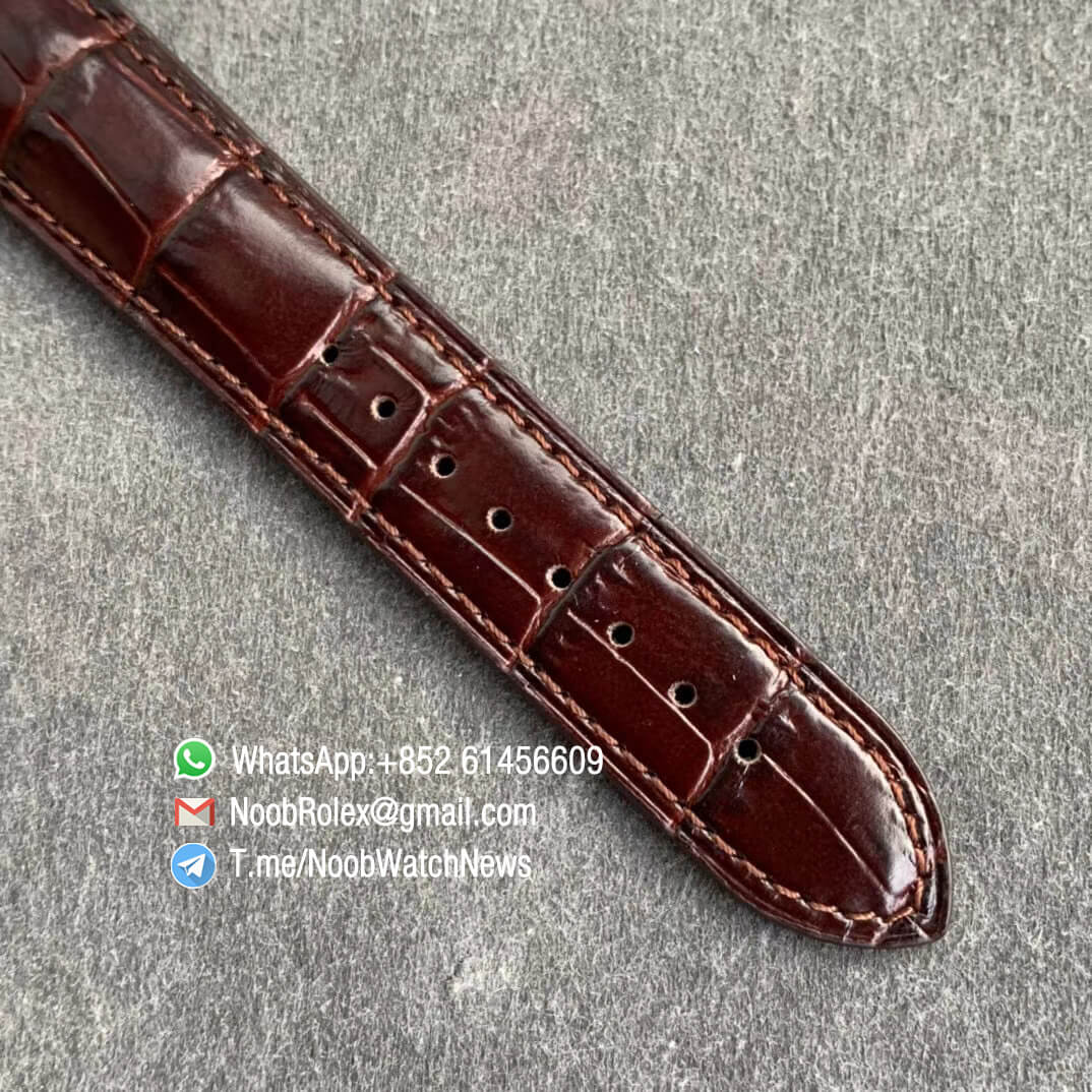 Vacheron Constantin Fiftysix Rose Gold Case 40mm Silver Dial on Brown Leather Strap A1326 ZF Super Clone Swiss Watch 07