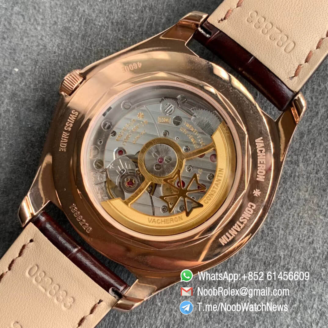 Vacheron Constantin Fiftysix Rose Gold Case 40mm Silver Dial on Brown Leather Strap A1326 ZF Super Clone Swiss Watch 08