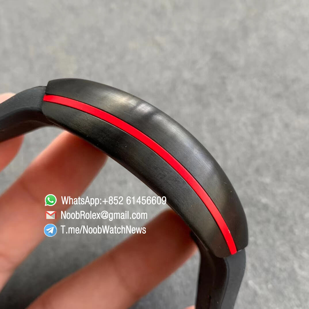 Franck Muller Vanguard V45 All Black DLC Steel Case Black Textured Dial Red Markers on Black Leather Strap A2824 Movement ABF 05