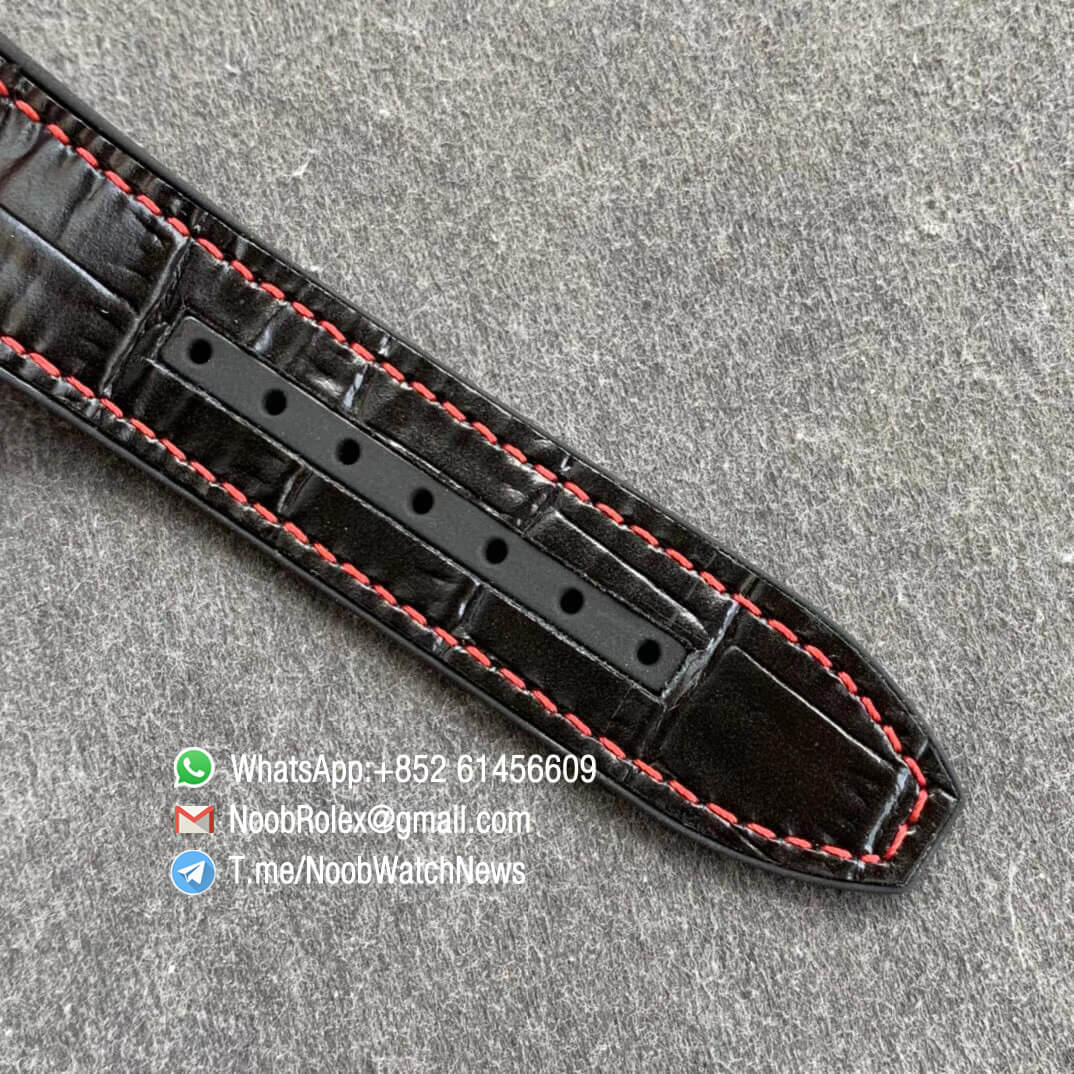 Franck Muller Vanguard V45 All Black DLC Steel Case Black Textured Dial Red Markers on Black Leather Strap A2824 Movement ABF 07