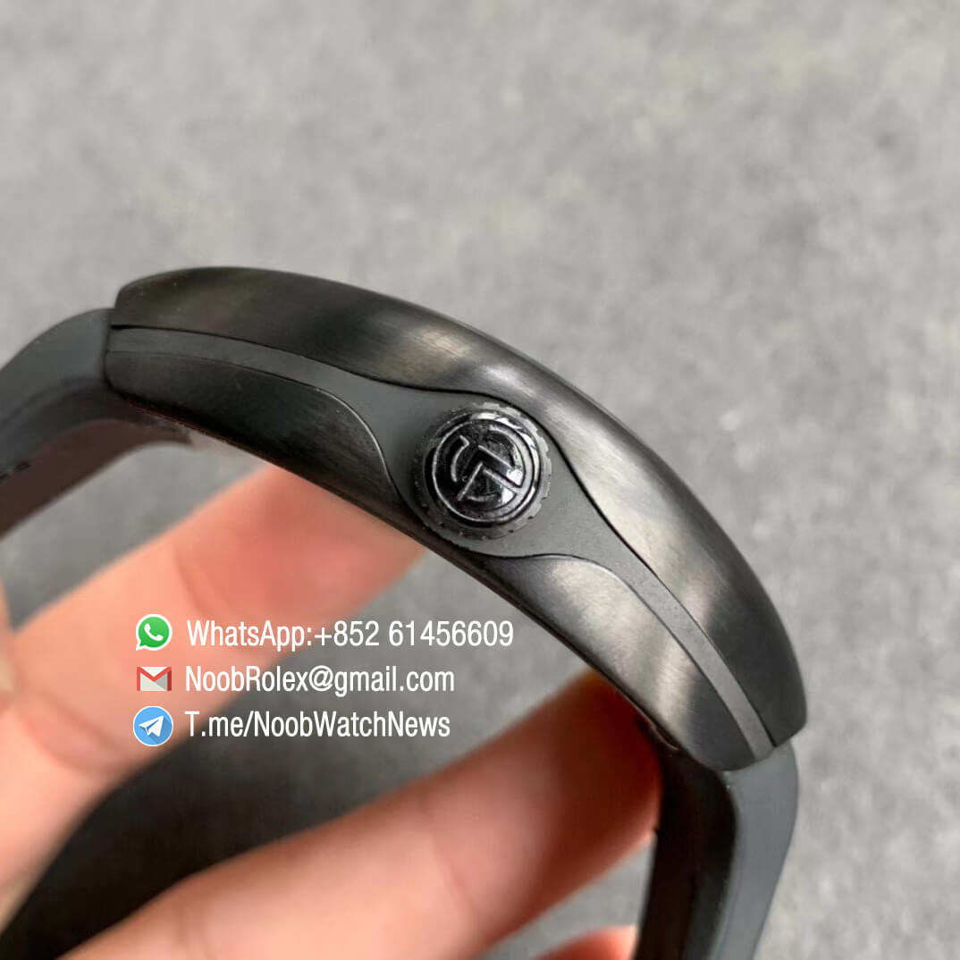 Franck Muller Vanguard V45 All Black DLC Steel Case Black Textured Dial on Black Leather Strap MIYOTA 9015 ZF Top Rep Watches 04