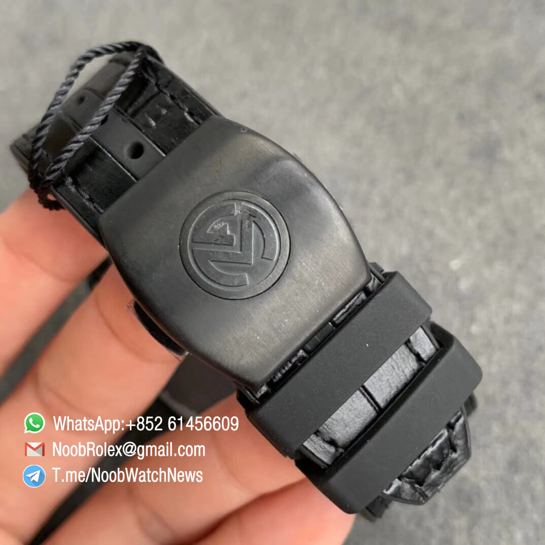 Franck Muller Vanguard V45 All Black DLC Steel Case Black Textured Dial on Black Leather Strap MIYOTA 9015 ZF Top Rep Watches 06
