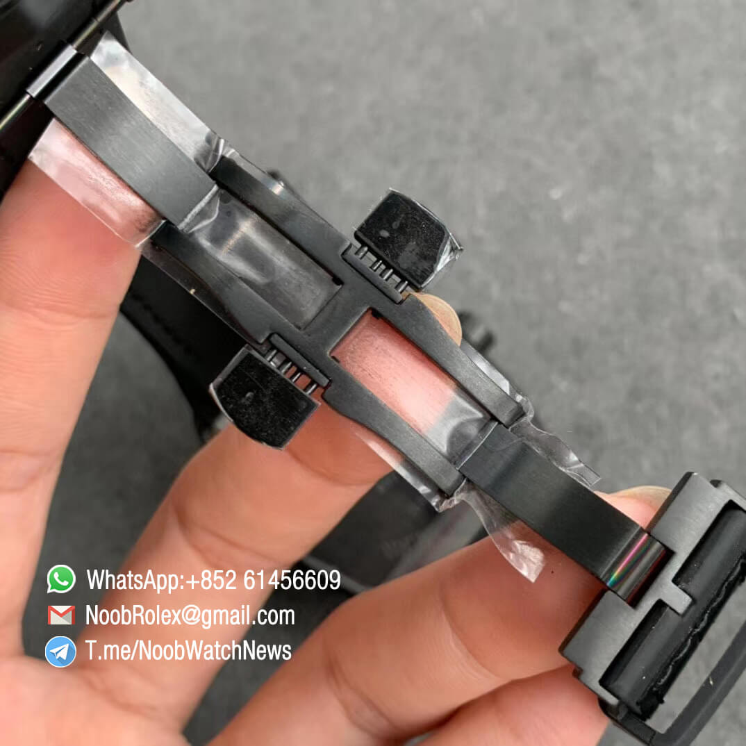 Franck Muller Vanguard V45 All Black DLC Steel Case Black Textured Dial on Black Leather Strap MIYOTA 9015 ZF Top Rep Watches 07