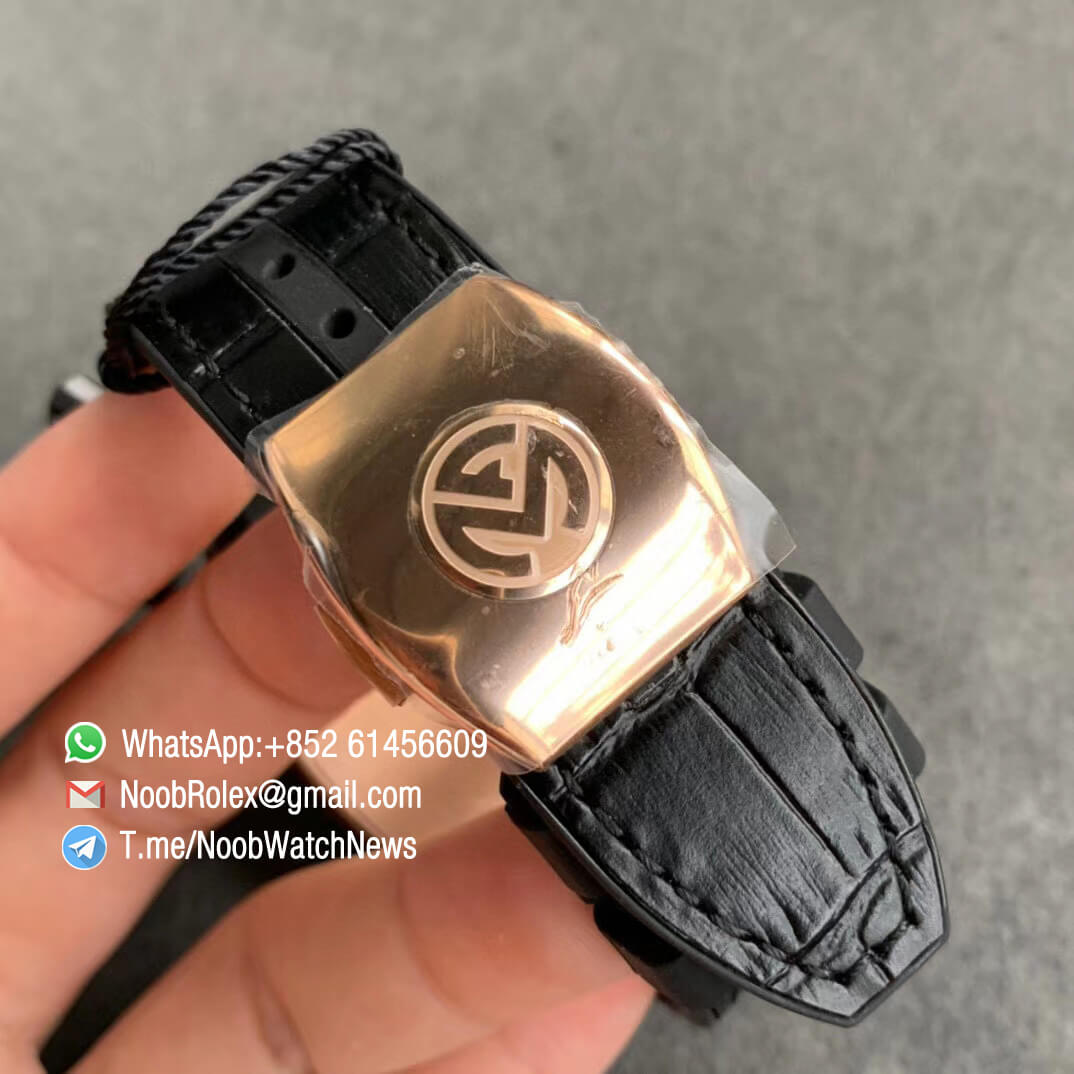 Franck Muller Vanguard V45 SC DT Full Rose Gold Diamonds Paved on Case Dial luminous Hands Black Leather Strap A2824 Movement ABF Swiss Replica 07