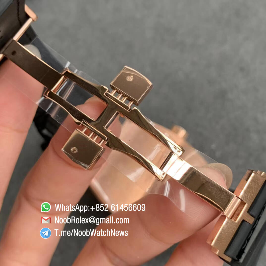 Franck Muller Vanguard V45 SC DT Full Rose Gold Diamonds Paved on Case Dial luminous Hands Black Leather Strap A2824 Movement ABF Swiss Replica 08