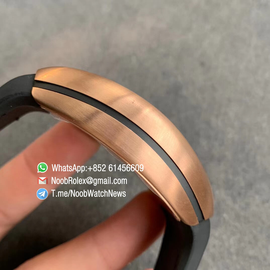 Franck Muller Vanguard V45 SC DT Rose Gold Case Black Dial with Luminous White Markers Black Leather Strap A2824 ABF Replica Watch 05