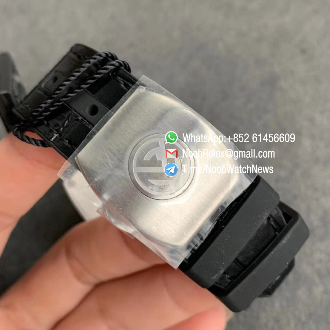 Franck Muller Vanguard V45 SC DT Steel Case Black Dial with Luminous White Markers Black Leather Strap A2824 ABF Replica Watch 06