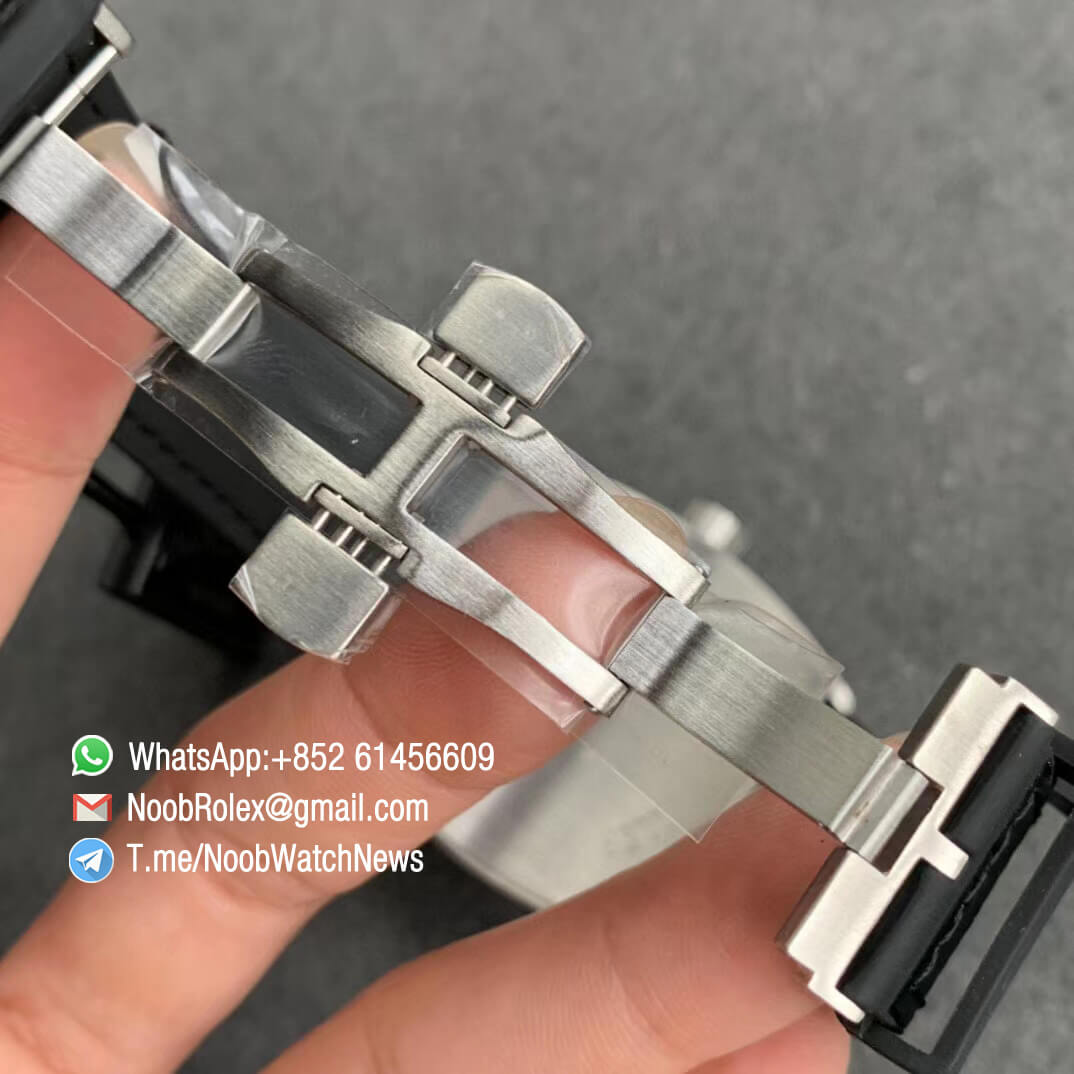 Franck Muller Vanguard V45 SC DT Steel Case Black Dial with Luminous White Markers Black Leather Strap A2824 ABF Replica Watch 07