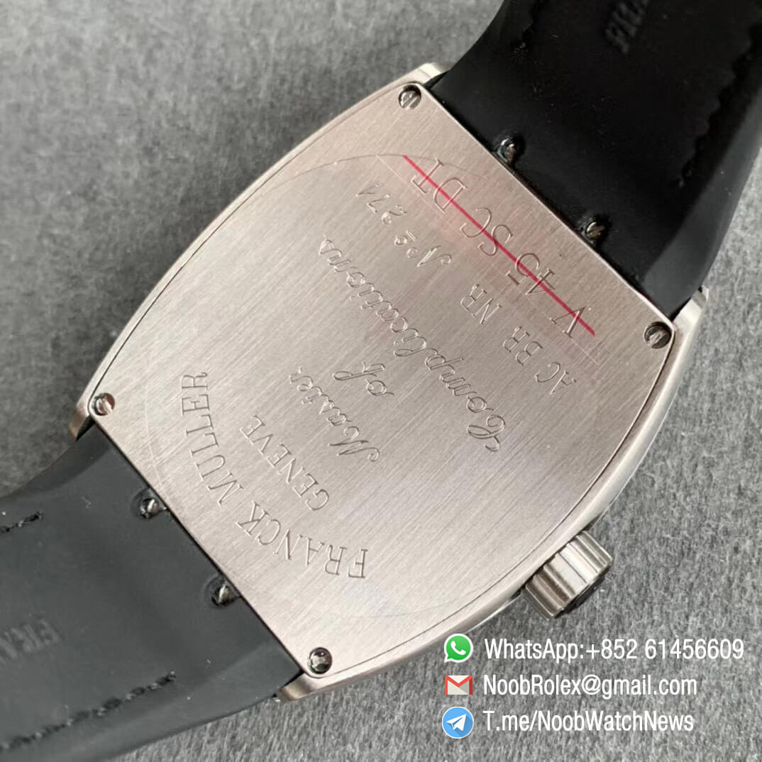 Franck Muller Vanguard V45 SC DT Steel Case Black Dial with Luminous White Markers Black Leather Strap A2824 ABF Replica Watch 08