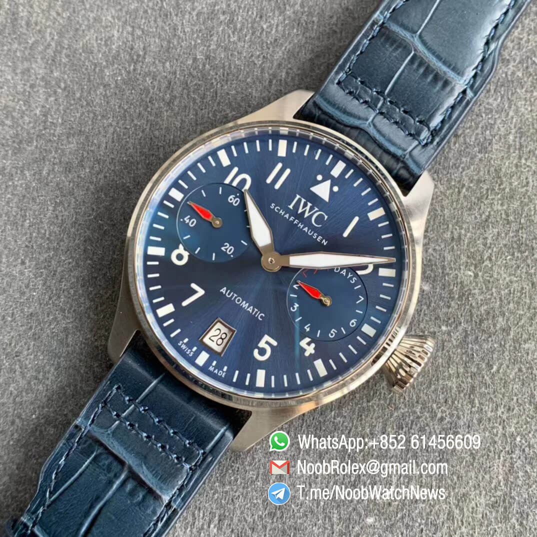 IWC Big Pilot IW501008 Boutique London Limited Edition Steel Case Blue Dial on Blue Leather Strap A52010 ZF High Quality Repwatch 09