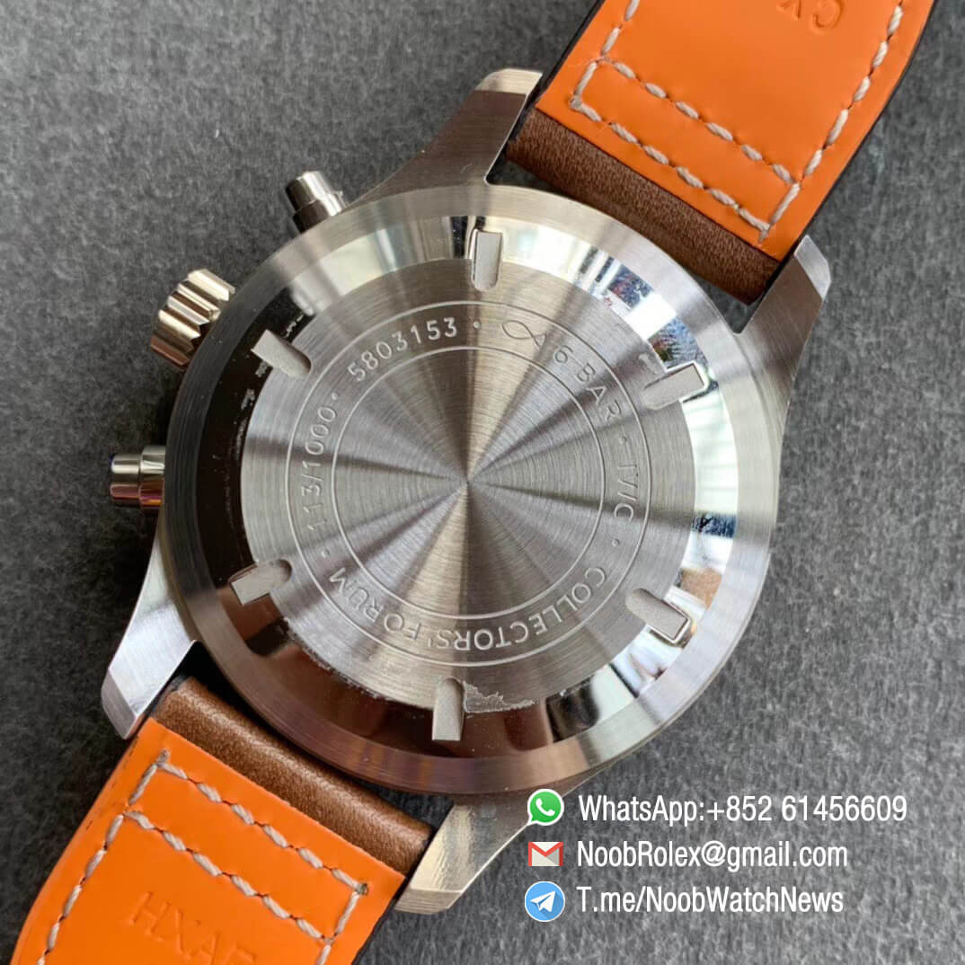 IWC Pilot Chronograph IW377726 Steel Case Green Dial Day Date Display on Brown Leather Strap A7750 ZF Top Fake 08