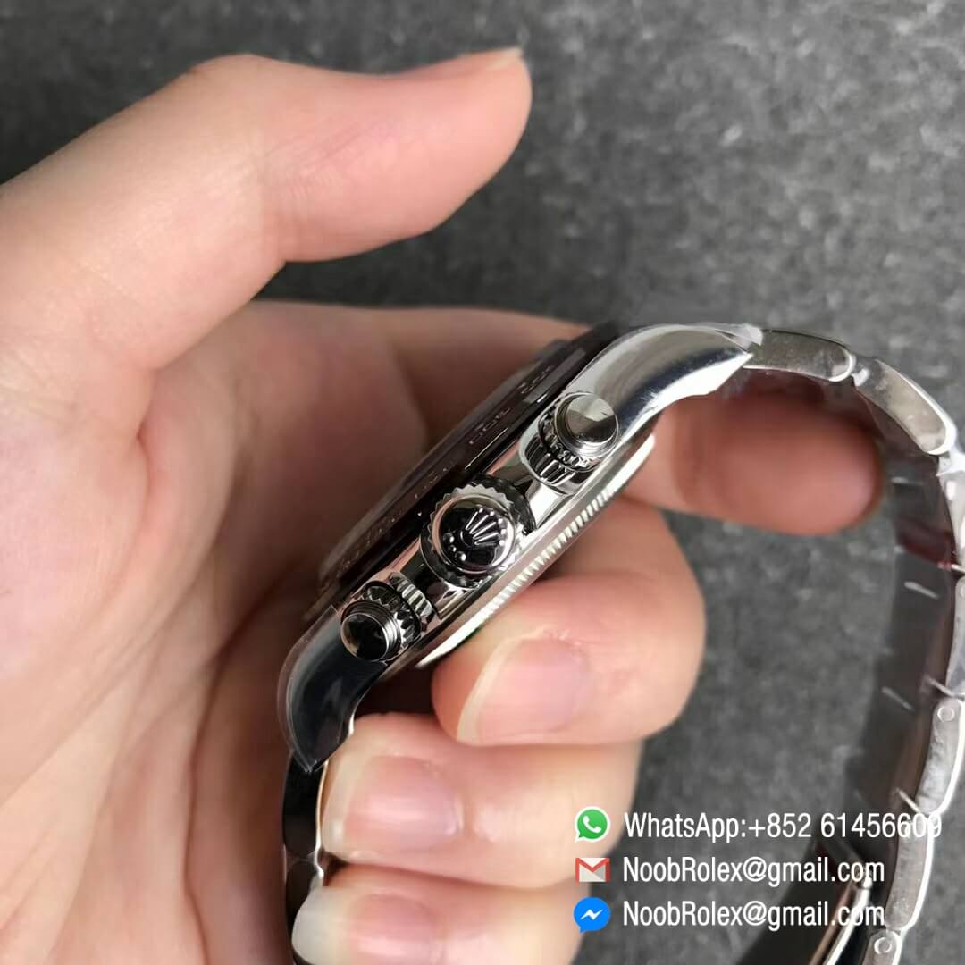 Noob Watches Rolex Daytona 116506 Brown Ceramic Bezel 904L Steel Case and Bracelet Ice Blue Arabic Dial SA4130 V3 Noob Factory Top Clone 04