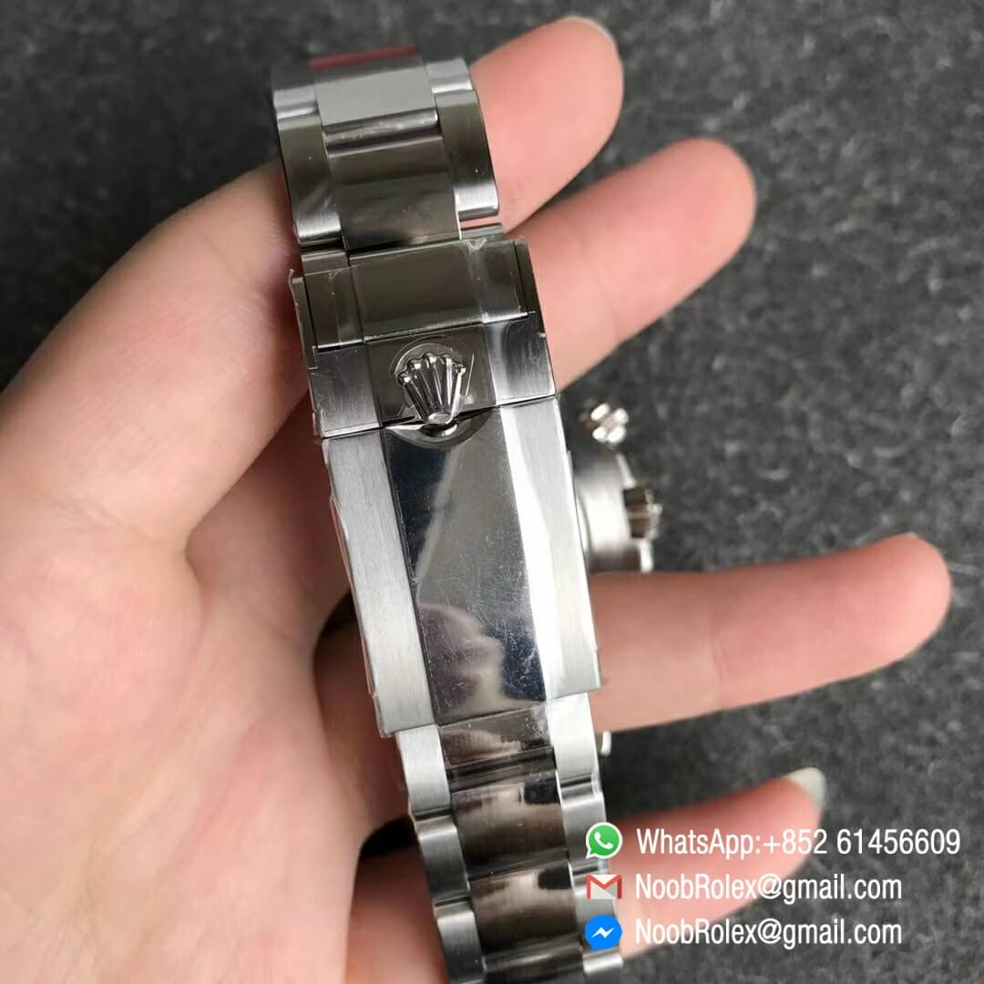 Noob Watches Rolex Daytona 116506 Brown Ceramic Bezel 904L Steel Case and Bracelet Ice Blue Arabic Dial SA4130 V3 Noob Factory Top Clone 09