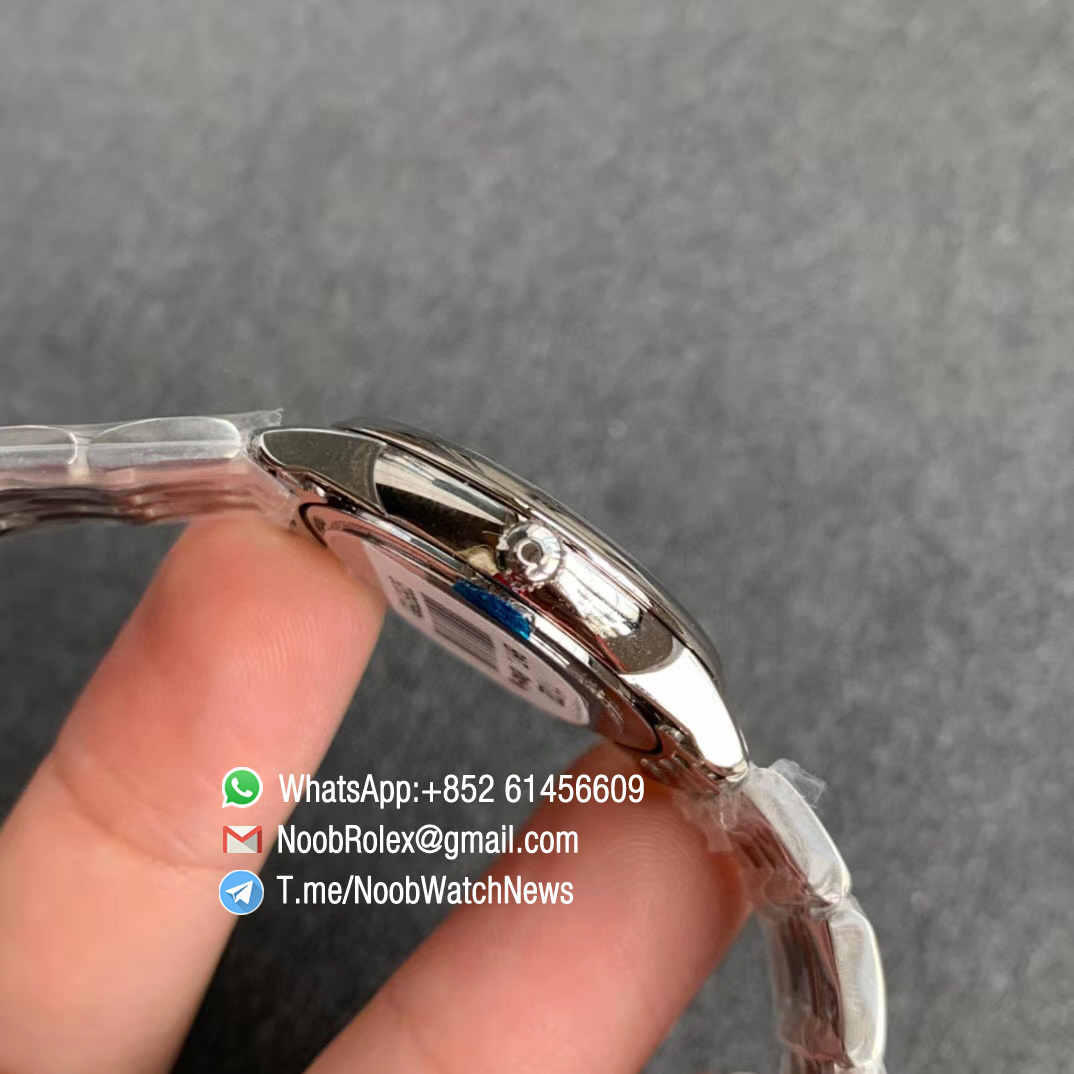 Omega De Ville Prestige 27mm Lady watch Steel Case Bracelet White Dial with Diamonds on Japan Quartz ZF Top Copy 05