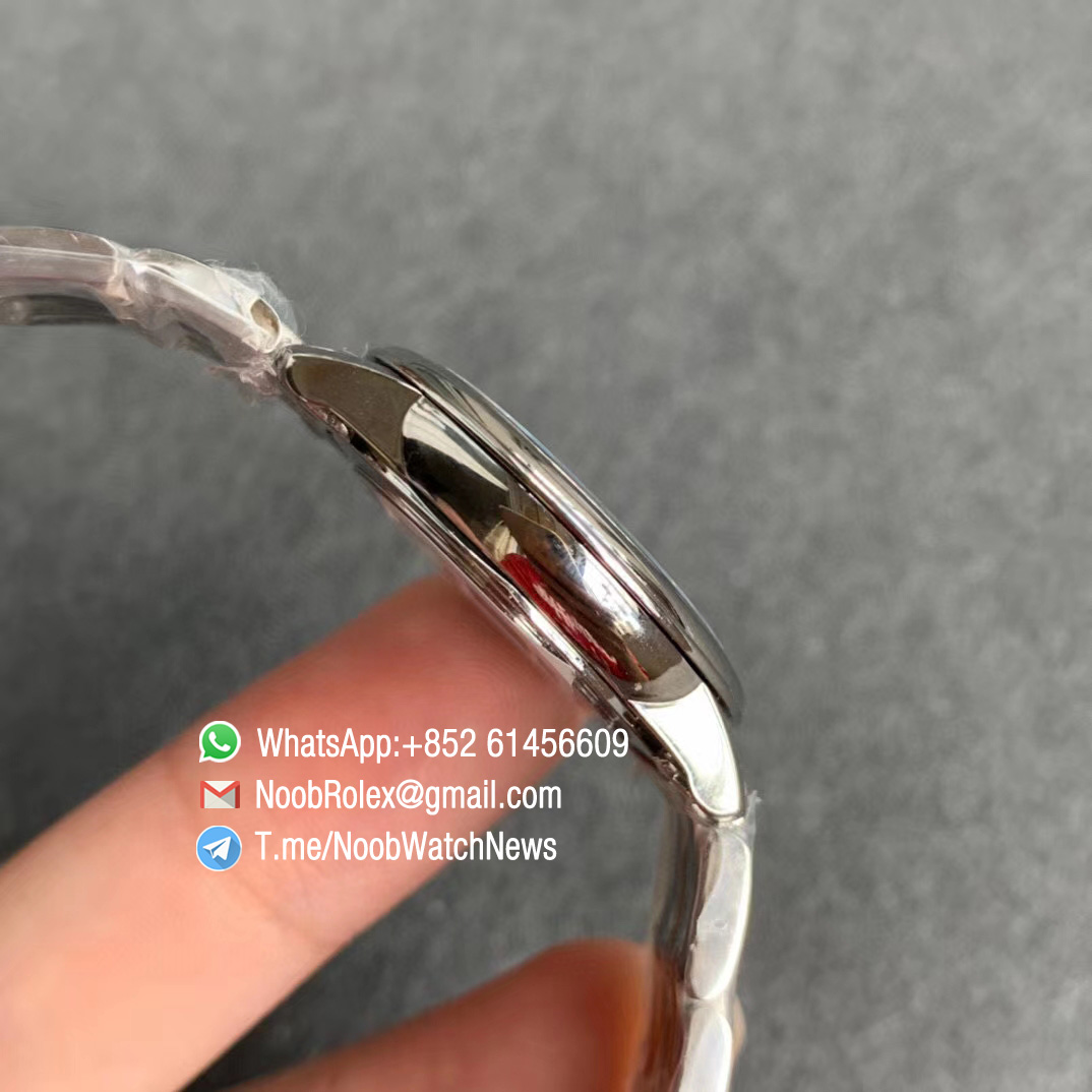 Omega De Ville Prestige 27mm Lady watch Steel Case Bracelet White Dial with Diamonds on Japan Quartz ZF Top Copy 06