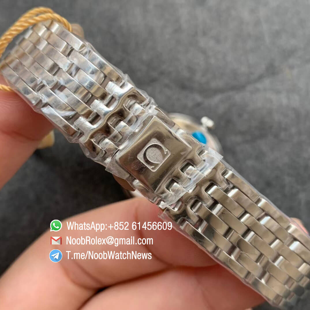 Omega De Ville Prestige 27mm Womens watch Steel Case Bracelet Blue Dial with Roma Diamonds Markers on Japan Quartz ZF Top Replica 06