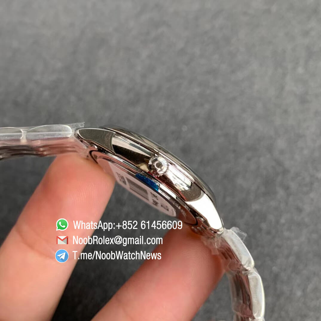 Omega De Ville Prestige Ladies Wristwatch 27mm Steel Case Bracelet White Dial Roman Rose Gold Diamonds Markers on Jap Quartz ZF Best Clone 04