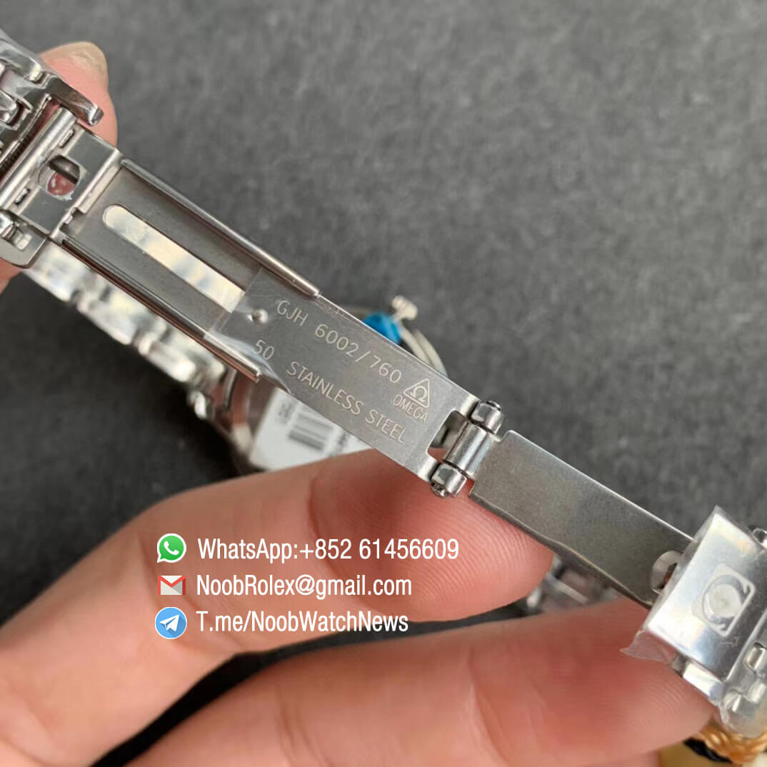 Omega De Ville Prestige Ladies Wristwatch 27mm Steel Case Bracelet White Dial Roman Rose Gold Diamonds Markers on Jap Quartz ZF Best Clone 07