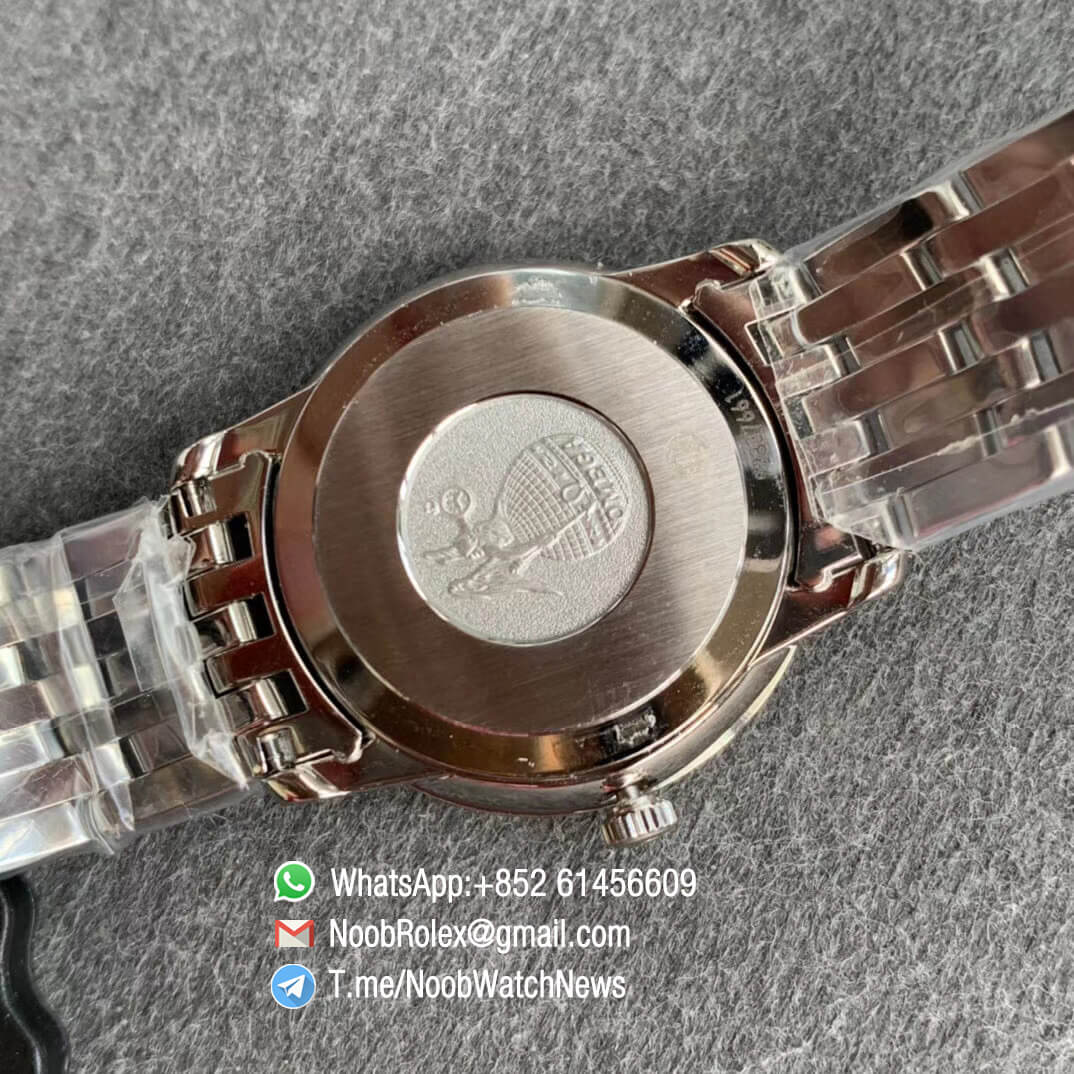 Omega De Ville Prestige Ladies Wristwatch 27mm Steel Case Bracelet White Dial Roman Rose Gold Diamonds Markers on Jap Quartz ZF Best Clone 08