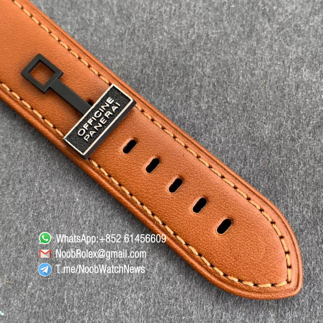 Panerai PAM00111 NFC Function Superlumed Black Dial on Brown Leather Strap A6497 with Y Incabloc Noob V11 07