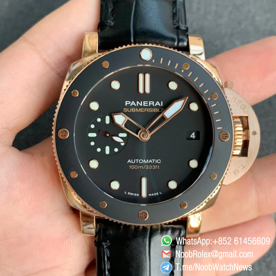 Panrai PAM00974 Luminor Submersible Rose Gold on Black Rubber Strap AXXXIV Automatic VSF Top Quality Rep Watch 01