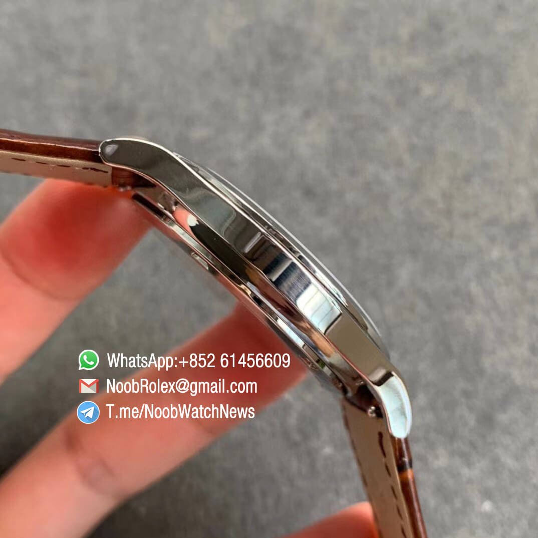 Patek Philippe Calatrava Bhutan Textiles 5077P 102 on Brown Leather Strap A240 Micro Rotor FLF Top Clone Watch 05