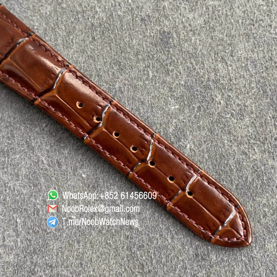 Patek Philippe Calatrava Bhutan Textiles 5077P 102 on Brown Leather Strap A240 Micro Rotor FLF Top Clone Watch 07