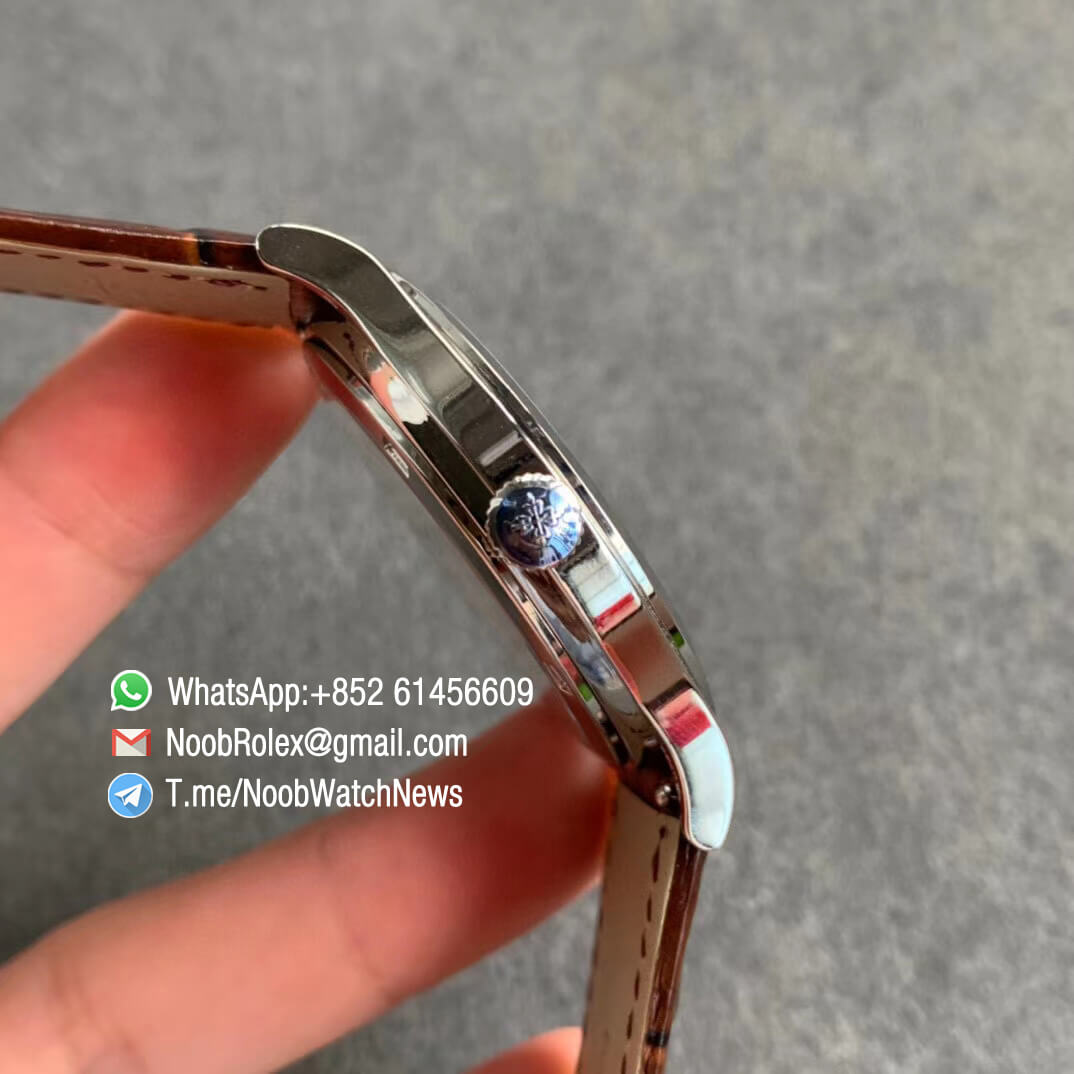 Patek Philippe Calatrava Bhutan Textiles 5077P 103 Brown Dial on Brown Leather Strap A240 Micro Rotor FLF Top Replica 04