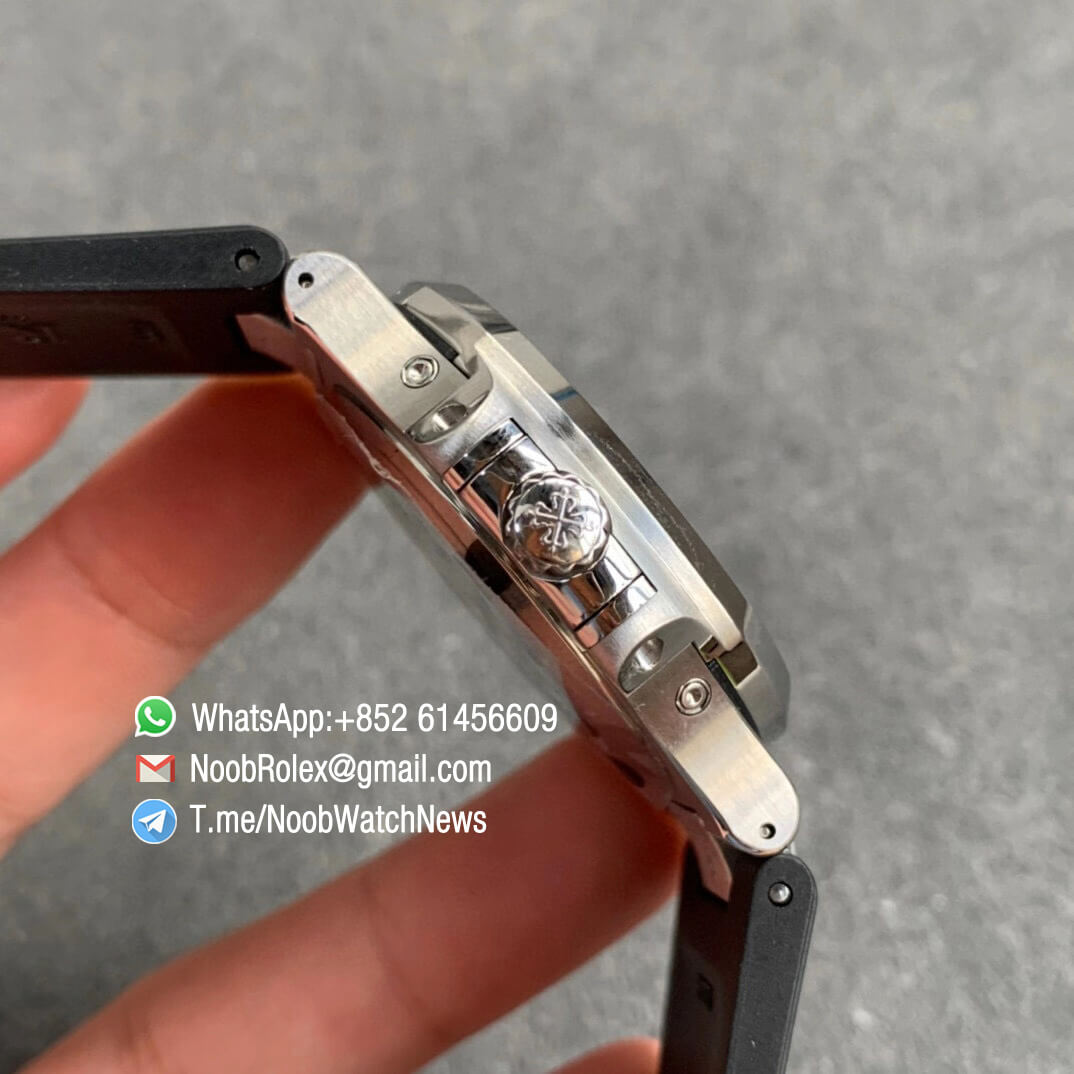 Patek Philippe Nautilus 5726 Complicated DayDate MonthMoonphase Steel Case Black Dial on Black Rubber Strap A324 GRF Top Clone 04