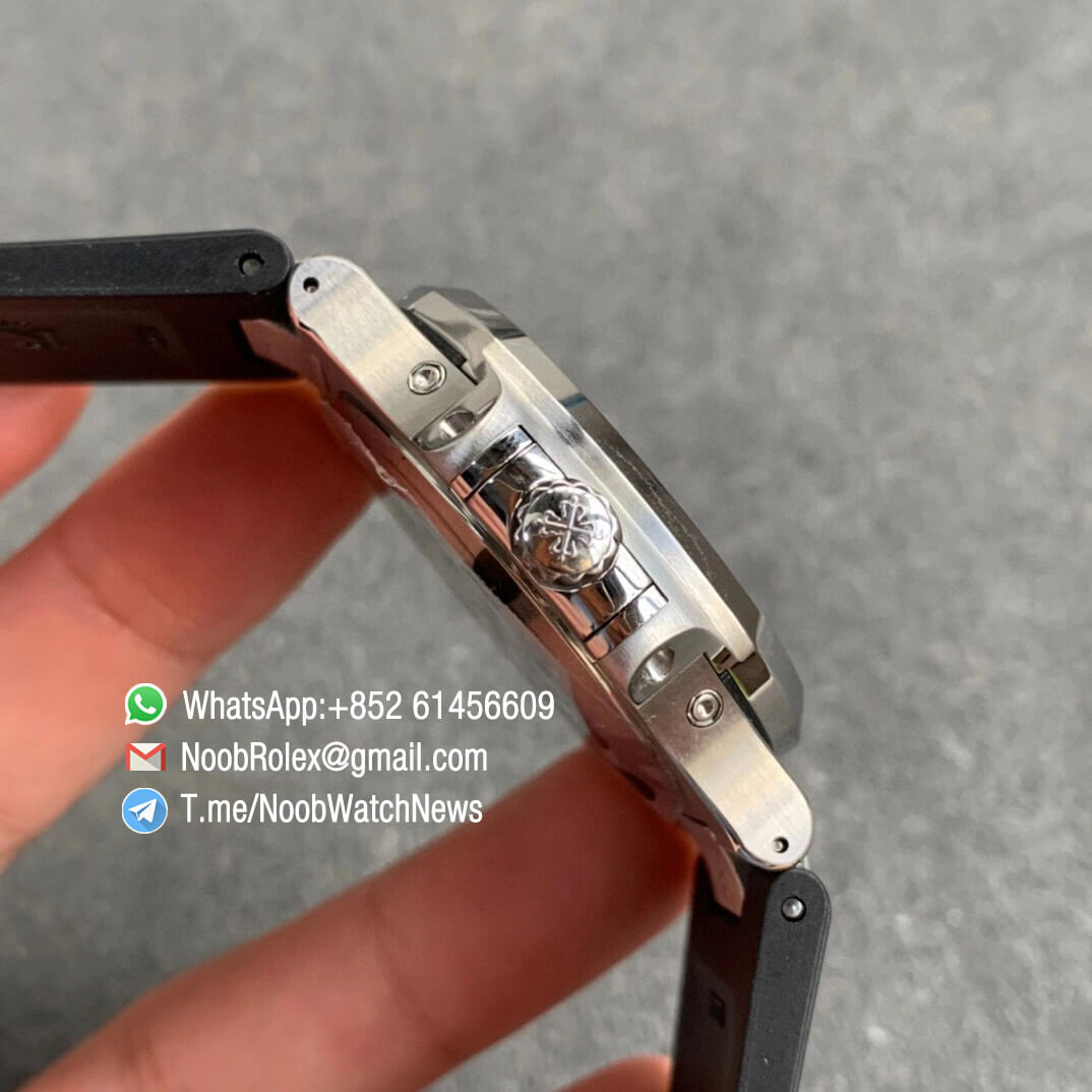 Patek Philippe Nautilus 5726 Complicated DayDate MonthMoonphase Steel Case White Dial on Black Rubber Strap A324 GRF Best Replica 04