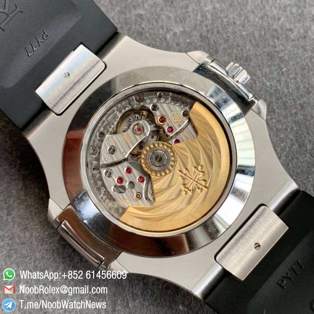 Patek Philippe Nautilus 5726 Complicated DayDate MonthMoonphase Steel Case White Dial on Black Rubber Strap A324 GRF Best Replica 08