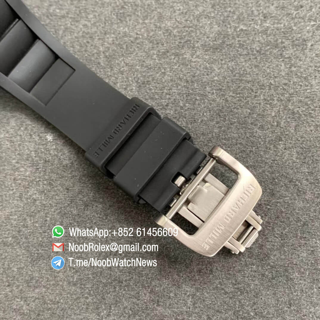 RM011 FELIPE NTPT Chrono Carbon Case Titanium Mid Case Skeleton Dial Blue Chrono Sub Dial Blue Crown on Black Rubber Strap A7750 KVF V2 Repwatch 06