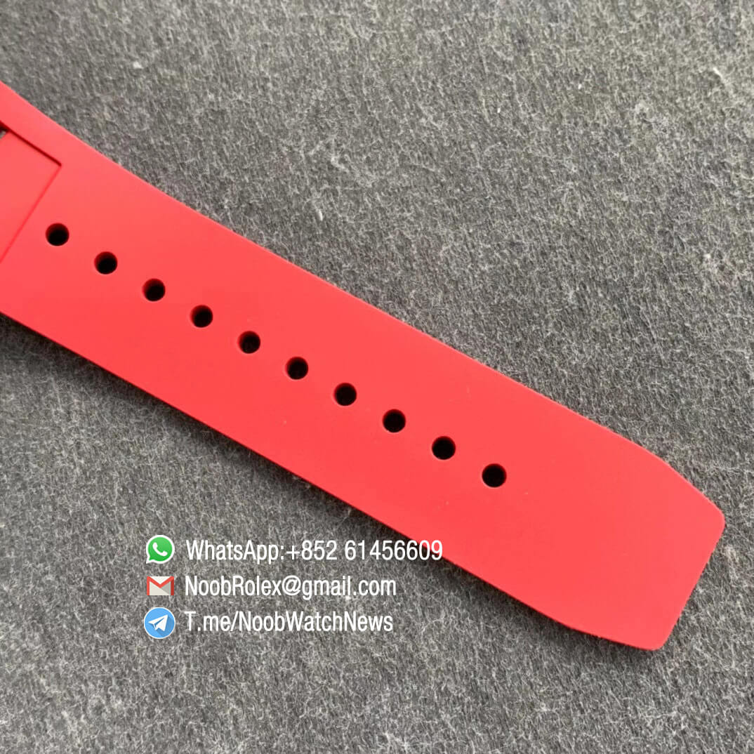 Richard Mille RM052 01 Tourbillon PVD Black Titanium Case Red Bezel Skeleton Dial on Red Rubber Strap JBF Super Clone 07