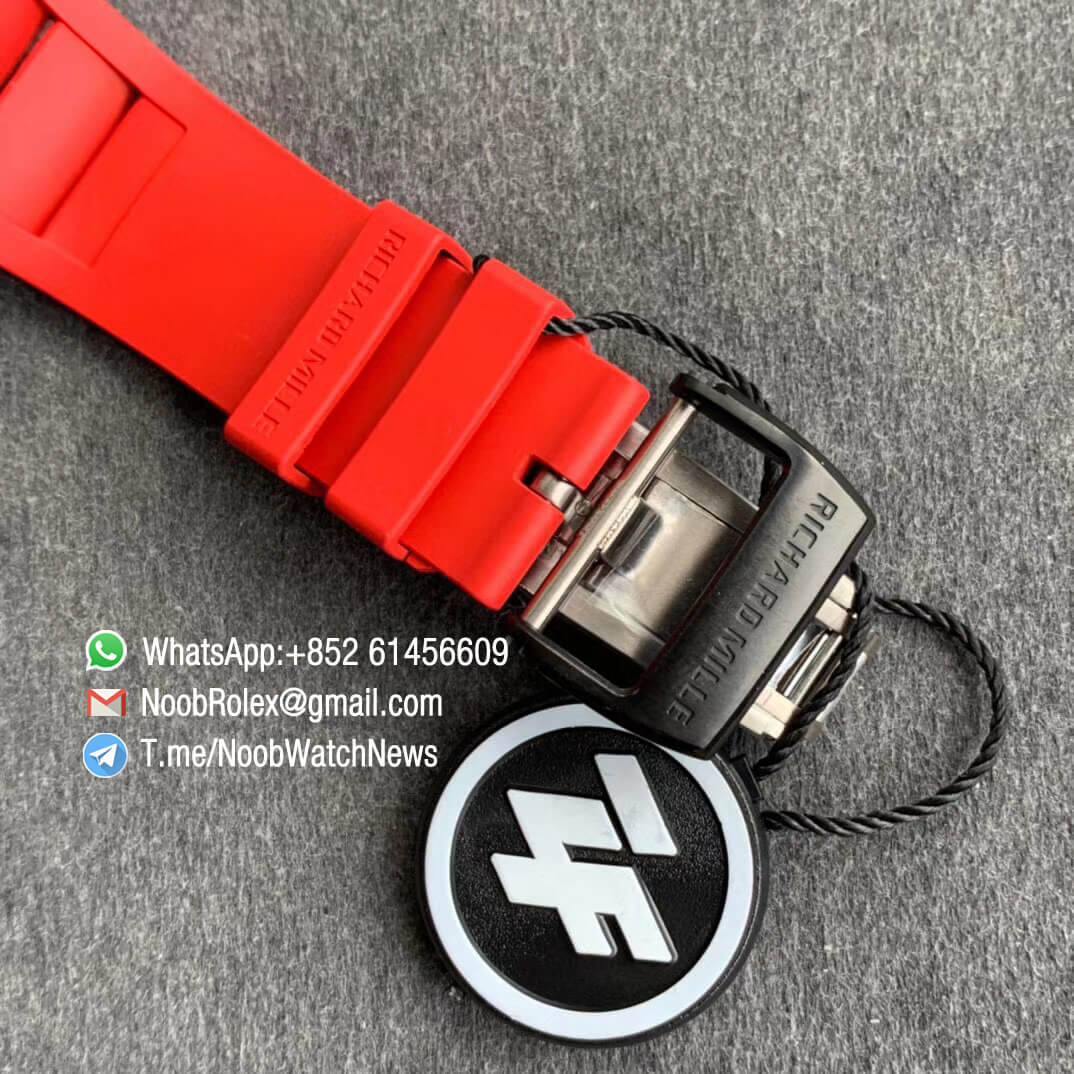 Richard Mille RM35 02 RAFA Black Forge Carbon Case Skeleton Dial on Red Rubber Strap NH05A ZF V2 Swiss Watch Clone 06