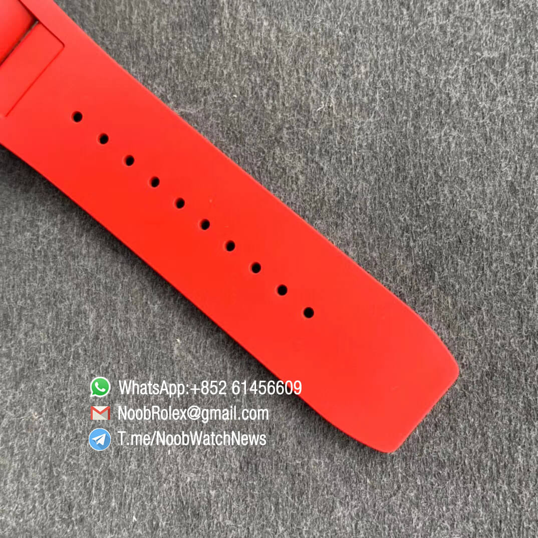 Richard Mille RM35 02 RAFA Black Forge Carbon Case Skeleton Dial on Red Rubber Strap NH05A ZF V2 Swiss Watch Clone 07