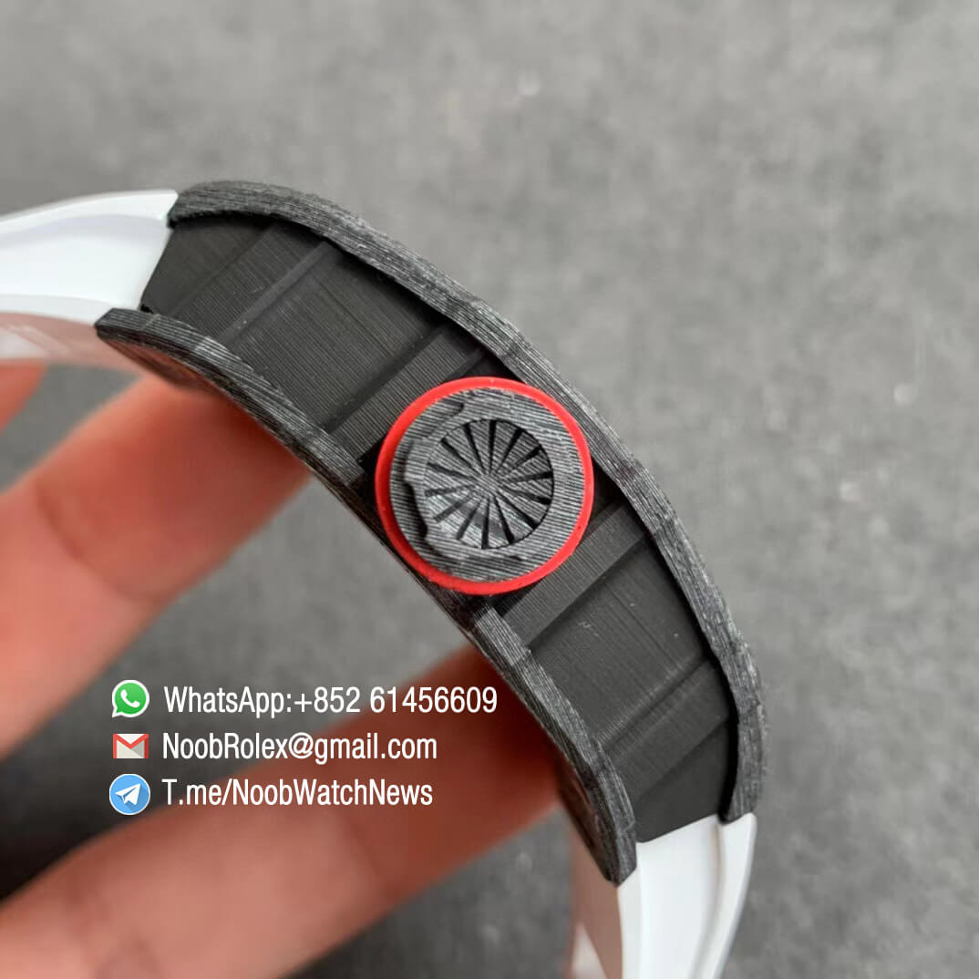 Richard Mille RM35 02 RAFA Black Forge Carbon Case Skeleton Dial on White Rubber Strap NH05A ZF V2 Top Replica 04
