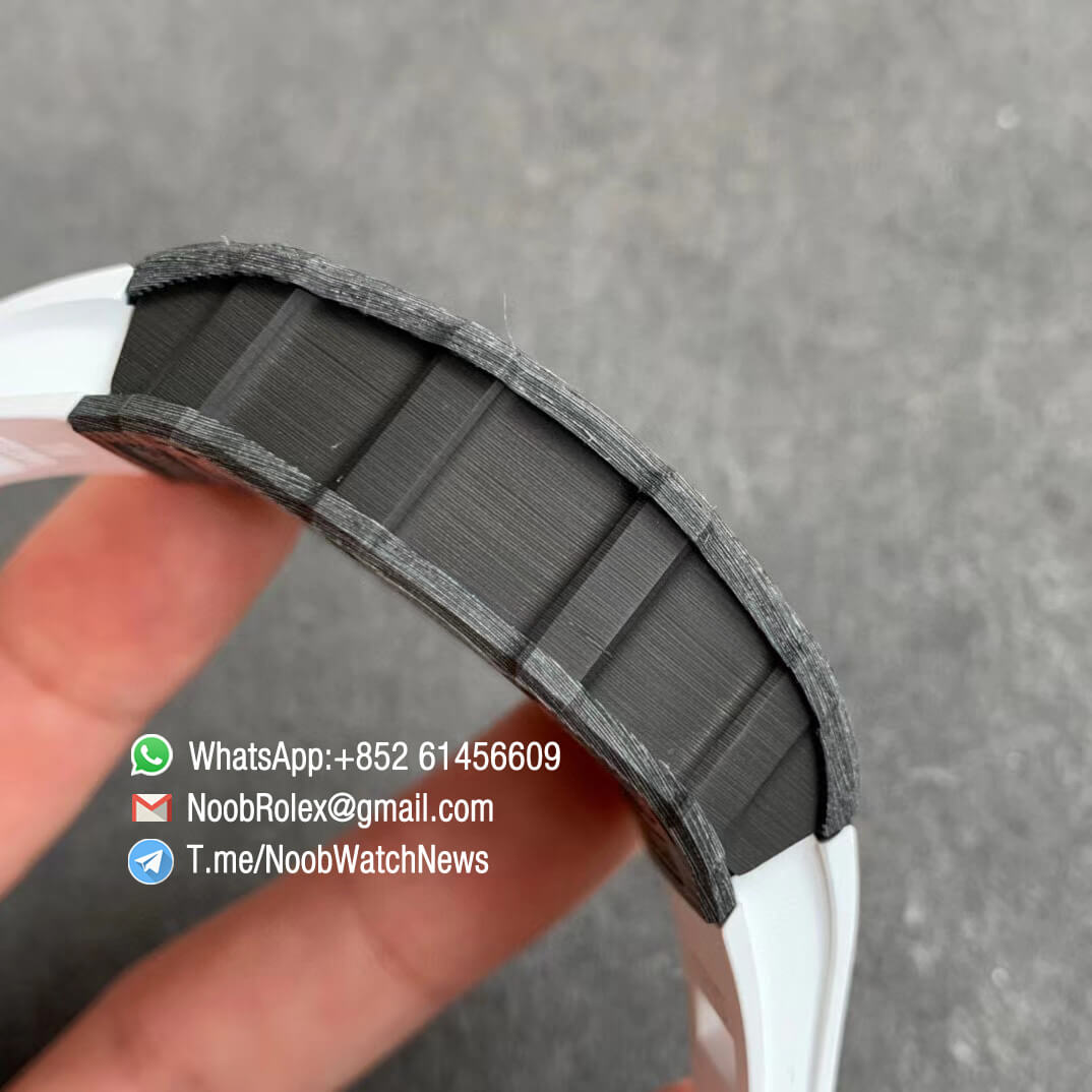 Richard Mille RM35 02 RAFA Black Forge Carbon Case Skeleton Dial on White Rubber Strap NH05A ZF V2 Top Replica 05