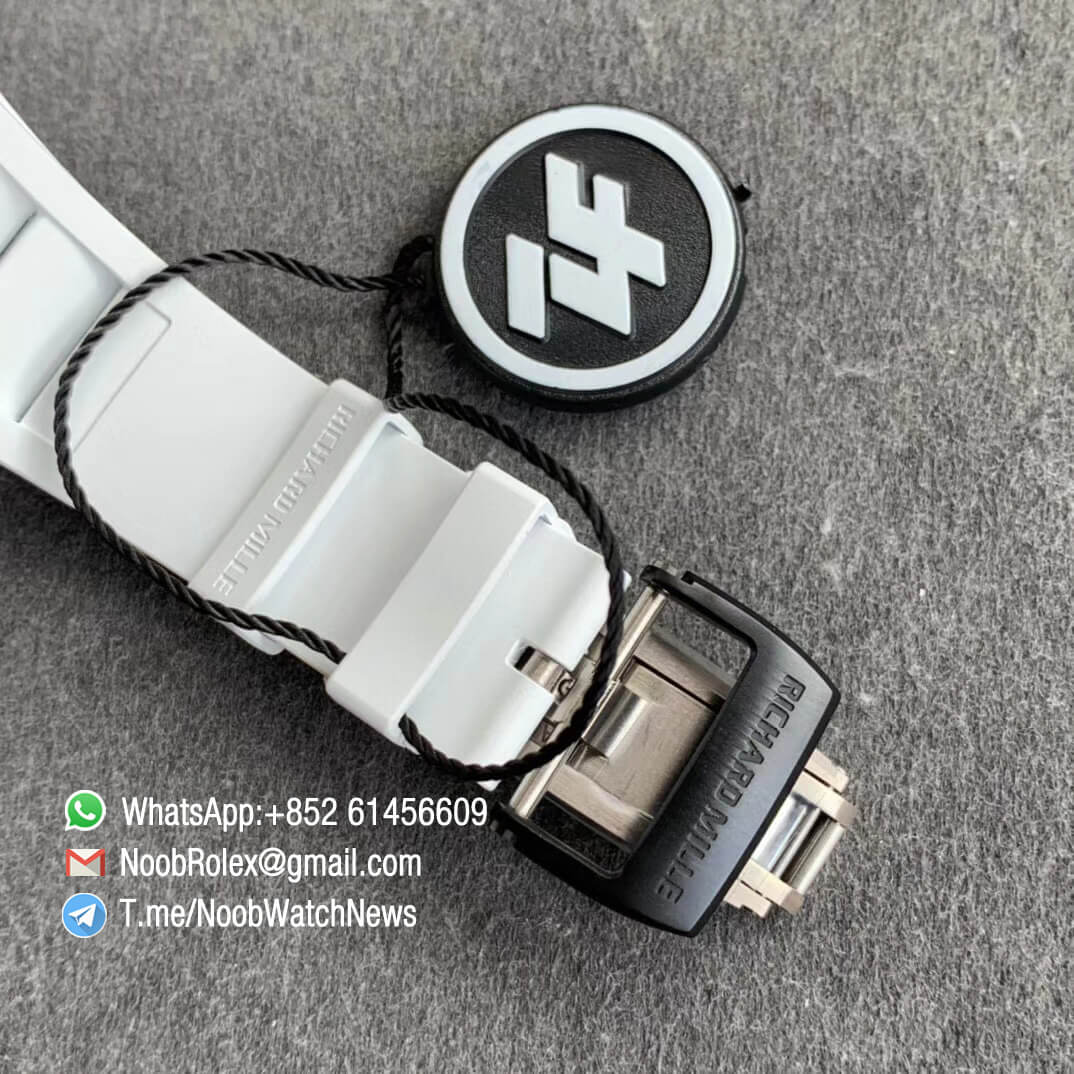 Richard Mille RM35 02 RAFA Black Forge Carbon Case Skeleton Dial on White Rubber Strap NH05A ZF V2 Top Replica 06
