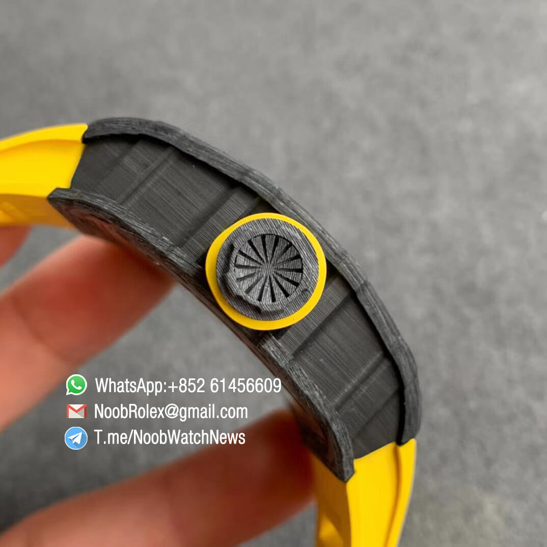 Richard Mille RM35 02 RAFA Black Forge Carbon Case Skeleton Dial on Yellow Rubber Strap NH05A ZF V2 Top Clone 04