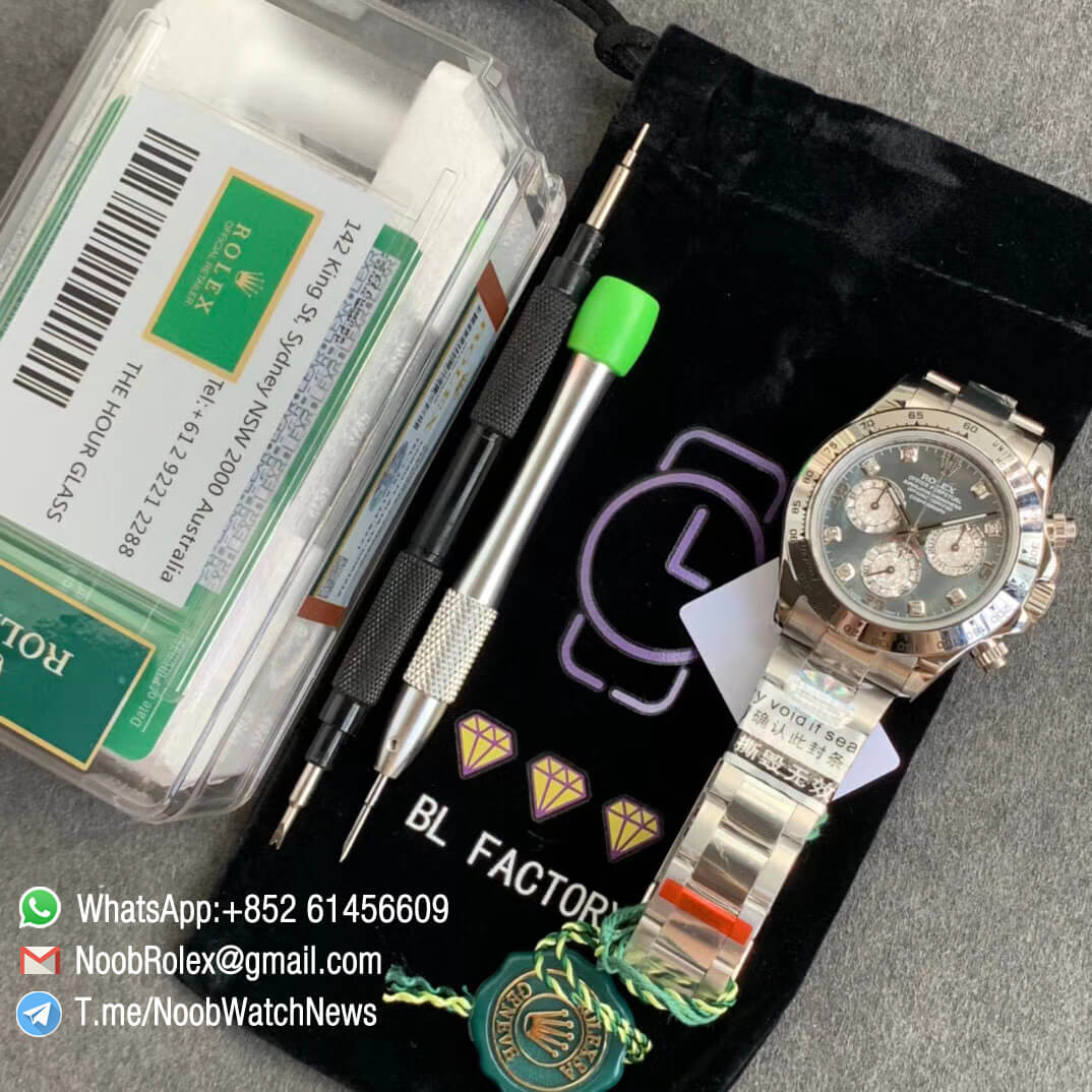 Rolex Daytona 116509 Steel Case Bracelet MOP Dial with Diamonds Markers A7750 Chrono Movement BLF Top Fake Rolex 09